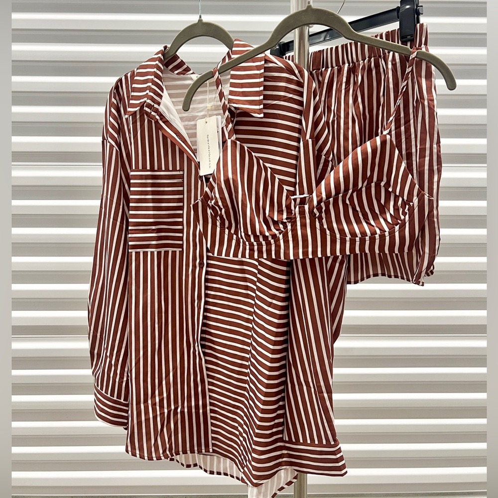 NWT Commense Stripe Three Piece Shorts Set Size M - Picture 9 of 14